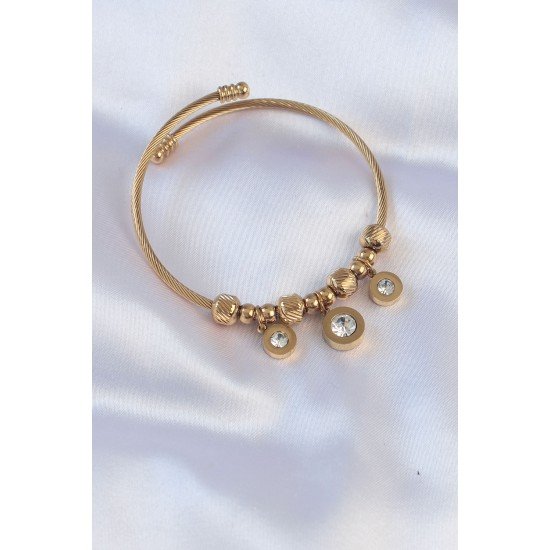 316L Çelik Gold Renk Zirkon Taşlı Model Charm Bileklik 316L Çelik Gold Renk Zirkon Taşlı Model Charm Bileklik