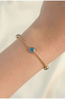 316L Çelik Gold Renk Nazar Boncuk Tasarımlı Bileklik