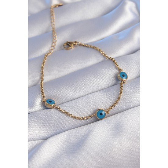 316L Çelik Gold Renk Nazar Boncuk Tasarımlı Bileklik 316L Çelik Gold Renk Nazar Boncuk Tasarımlı Bileklik
