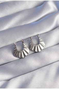 316L Çelik Gümüş Renk Kabartmalı Görünüm Küpe