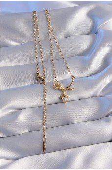 316L Çelik Zincir Gold Renk Zirkon Taşlı Yarım Fiyonk Kalp Kolye 316L Çelik Zincir Gold Renk Zirkon Taşlı Yarım Fiyonk Kalp Kolye