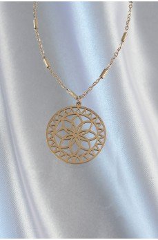 316L Çelik Zincir Gold Renk Lotus Model Kolye