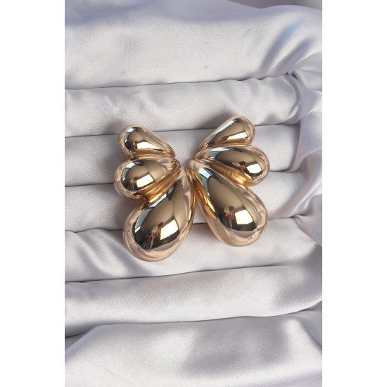 Pirinç Gold Renk İri Bombeli Kelebek Küpe Pirinç Gold Renk İri Bombeli Kelebek Küpe