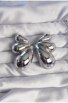 Pirinç Gümüş Renk İri Bombeli Kelebek Küpe