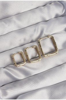 Pirinç Gold Renk Renkli Zirkon Taşlı Kare Model Küpe Seti