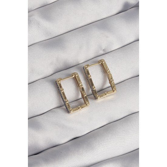 Pirinç Gold Renk Zirkon Taşlı Dikdörtgen Model Seranay Küpe Pirinç Gold Renk Zirkon Taşlı Dikdörtgen Model Seranay Küpe