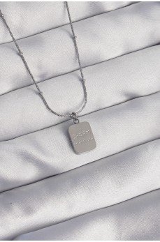 316L Çelik Gümüş Renk Kare Charm Model Kolye