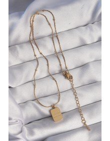 316L Çelik Gold Renk Kare Charm Model Kolye