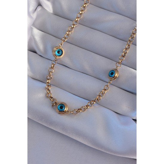 316L Çelik Gold Renk Nazar Boncuk Model Kolye 316L Çelik Gold Renk Nazar Boncuk Model Kolye