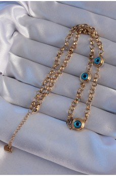 316L Çelik Gold Renk Nazar Boncuk Model Kolye