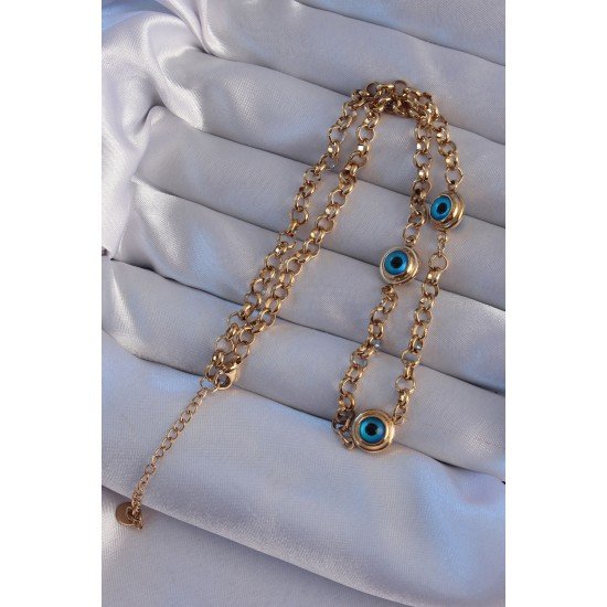 316L Çelik Gold Renk Nazar Boncuk Model Kolye 316L Çelik Gold Renk Nazar Boncuk Model Kolye