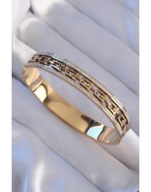 316L Çelik Gold Renk Zirkon Taşlı Model Kelepçe