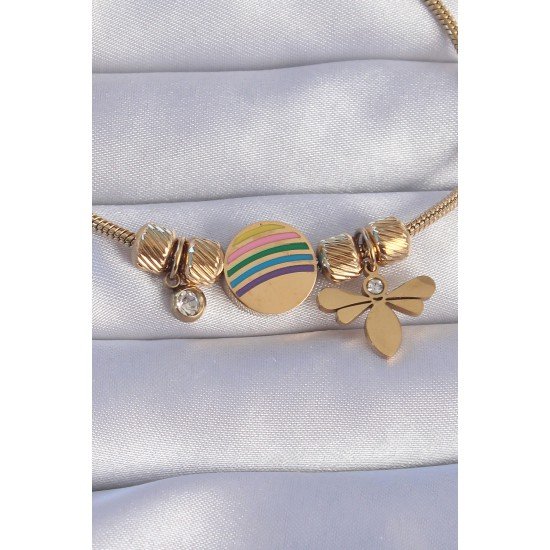 316L Çelik Gold Renk Zirkon Taşlı Gökkuşağı Tasarımlı Yusufçuk Bileklik 316L Çelik Gold Renk Zirkon Taşlı Gökkuşağı Tasarımlı Yusufçuk Bileklik