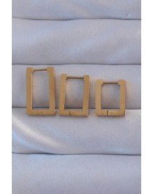316L Çelik Gold Renk Dikdörtgen Küpe Seti