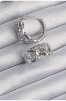 Pirinç Gümüş Renk Zirkon Taşlı Samanyolu Küpe