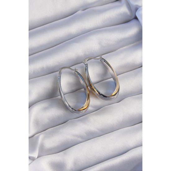 Pirinç Gold Gümüş Renkli Uzun Kıvrımlı Küpe Pirinç Gold Gümüş Renkli Uzun Kıvrımlı Küpe