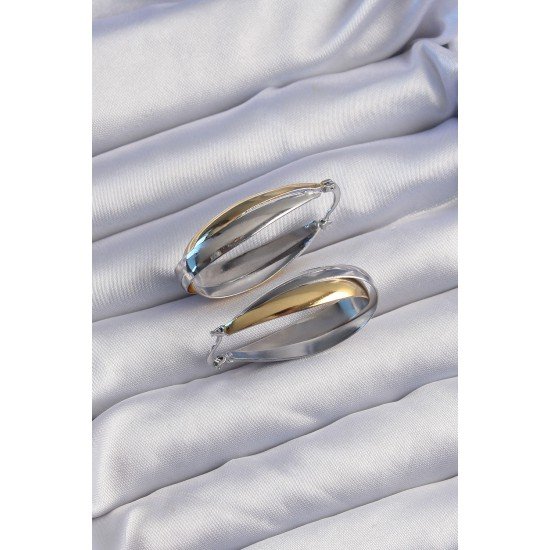 Pirinç Gold Gümüş Renkli Uzun Kıvrımlı Küpe Pirinç Gold Gümüş Renkli Uzun Kıvrımlı Küpe