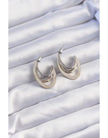 Pirinç Gold Gümüş Renkli Düz Plaka Halka Küpe