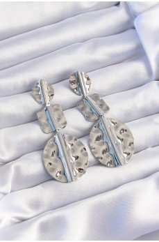 Pirinç Gümüş Renk Geometrik Ezme Plaka Küpe Pirinç Gümüş Renk Geometrik Ezme Plaka Küpe