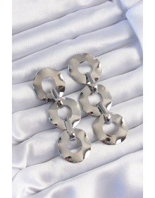 Pirinç Gümüş Renk Oval Ayna Model Sallantılı Küpe