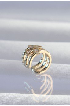 Pirinç Gold Renk Yonca Earcuff Küpe