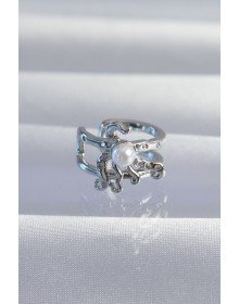 Pirinç Gümüş Renk İncili Ahtapot Earcuff Küpe