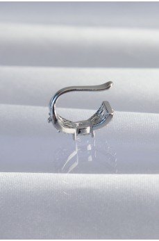 Pirinç Gümüş Renk Zirkon Taş Kaplama Earcuff Küpe Pirinç Gümüş Renk Zirkon Taş Kaplama Earcuff Küpe