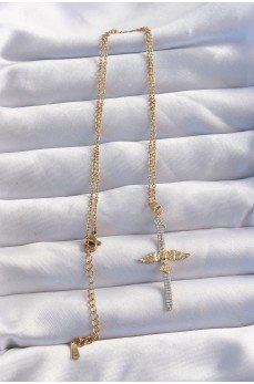 316L Çelik Zincir Gold Renkli Zirkon Taşlı Anka Kuşu Kolye 316L Çelik Zincir Gold Renkli Zirkon Taşlı Anka Kuşu Kolye