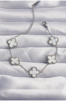 316L Çelik Gümüş Renk Beyaz Sedefli Yonca Bileklik 316L Çelik Gümüş Renk Beyaz Sedefli Yonca Bileklik