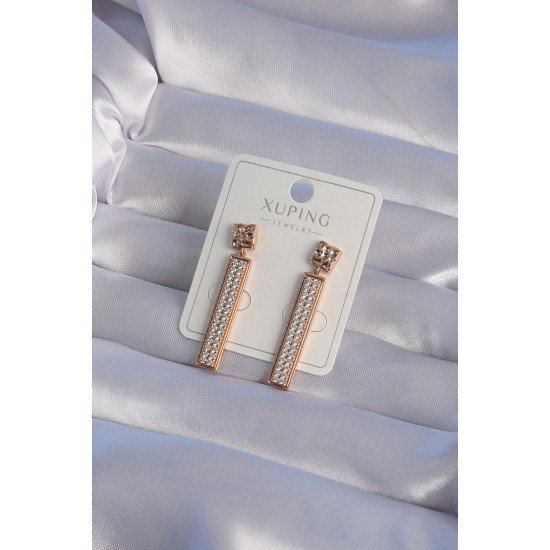 XUPİNG Rose Renk Zirkon Taşlı Su Yolu Küpe XUPİNG Rose Renk Zirkon Taşlı Su Yolu Küpe