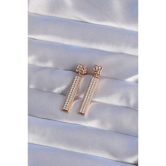 XUPİNG Rose Renk Zirkon Taşlı Su Yolu Küpe XUPİNG Rose Renk Zirkon Taşlı Su Yolu Küpe