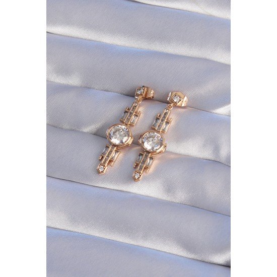 XUPİNG Rose Renk Zirkon Taşlı Geometrik Sallantılı Küpe XUPİNG Rose Renk Zirkon Taşlı Geometrik Sallantılı Küpe