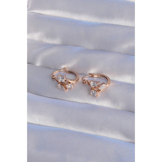 XUPİNG Rose Renk Zirkon Taşlı Halka Küpe XUPİNG Rose Renk Zirkon Taşlı Halka Küpe