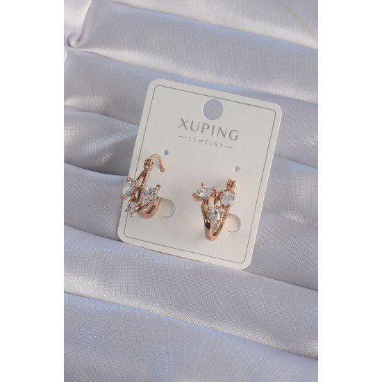 XUPİNG Rose Renk Zirkon Taşlı Halka Küpe XUPİNG Rose Renk Zirkon Taşlı Halka Küpe
