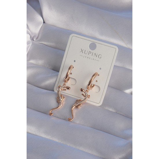 XUPİNG Rose Renk Zirkon Taşlı Kertenkele Model Halka Küpe XUPİNG Rose Renk Zirkon Taşlı Kertenkele Model Halka Küpe