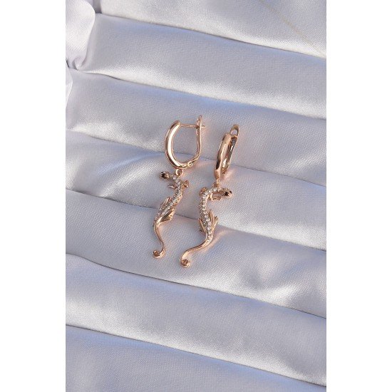 XUPİNG Rose Renk Zirkon Taşlı Kertenkele Model Halka Küpe XUPİNG Rose Renk Zirkon Taşlı Kertenkele Model Halka Küpe