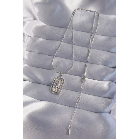 316L Çelik Zincir Gümüş Renk Zirkon Taşlı Tarot Kolye 316L Çelik Zincir Gümüş Renk Zirkon Taşlı Tarot Kolye