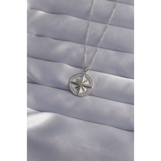 316L Çelik Zincir Gümüş Renk Zirkon Taşlı Kutup Yıldızı Kolye 316L Çelik Zincir Gümüş Renk Zirkon Taşlı Kutup Yıldızı Kolye
