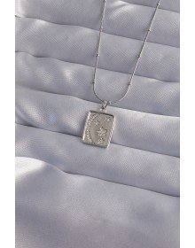 316L Çelik Zincir Gümüş Renk Zirkon Taşlı Ay Yıldız Figürlü Tarot Kolye