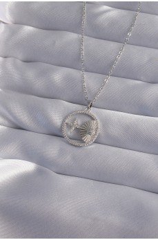 316L Çelik Zincir Gümüş Renk Zirkon Taşlı Yıldız Figürlü Oval Kolye