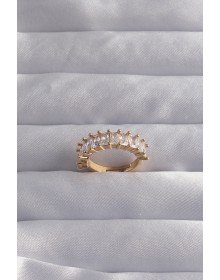 Pirinç Ayarlamalı Gold Renk Baget Taşlı Su Yolu Yüzük