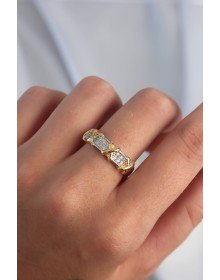 Pirinç Ayarlamalı Gümüş Renk Zirkon Taşlı XOXO Model Yüzük