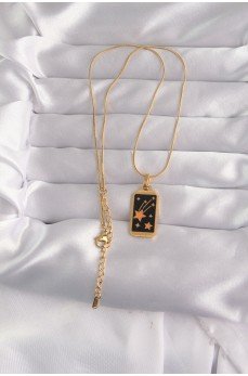 316L Çelik Gold Renk Siyah Mineli Yıldız Figür Tarot Kolye