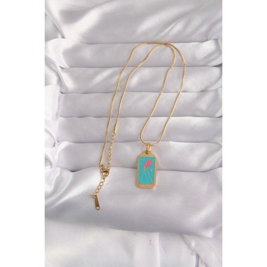 316L Çelik Gold Renk Mavi Mineli Tarot Kolye 316L Çelik Gold Renk Mavi Mineli Tarot Kolye