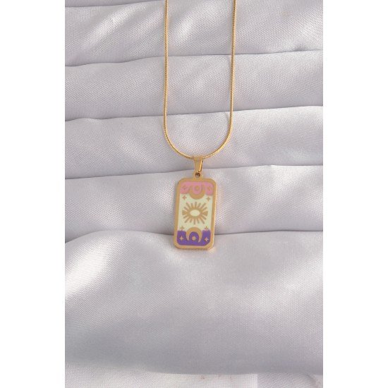316L Çelik Gold Renk Karışık Mineli Ay Figür Tarot Kolye 316L Çelik Gold Renk Karışık Mineli Ay Figür Tarot Kolye