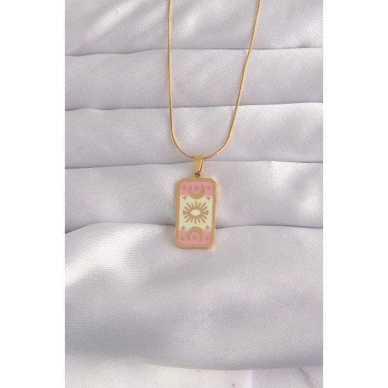 316L Çelik Gold Renk Karışık Mineli Ay Figür Tarot Kolye 316L Çelik Gold Renk Karışık Mineli Ay Figür Tarot Kolye