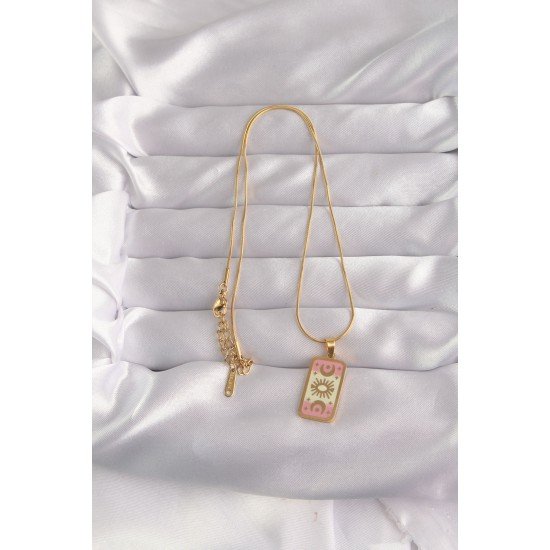 316L Çelik Gold Renk Karışık Mineli Ay Figür Tarot Kolye 316L Çelik Gold Renk Karışık Mineli Ay Figür Tarot Kolye