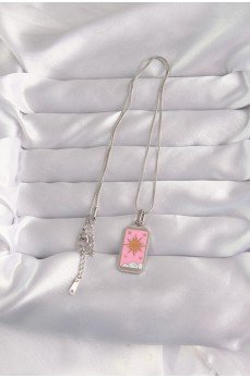 316L Çelik Gümüş Renk Pembe Mineli Güneş Model Tarot Kolye
