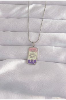 316L Çelik Gümüş Renk Karışık Mineli Ay Figür Tarot Kolye