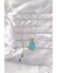 316L Çelik Gümüş Renk Mavi Mineli Tarot Kolye